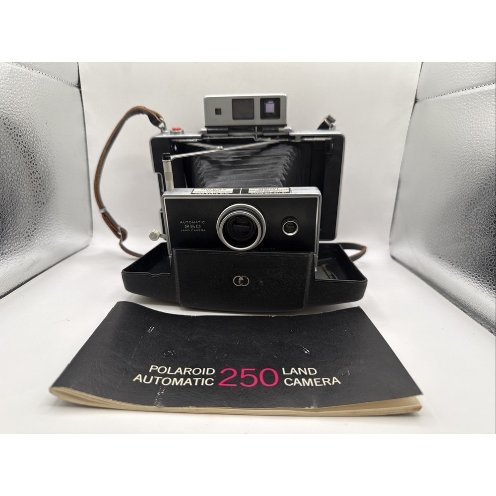 Vintage 1960s Polaroid Automatic 250 Land Camera With Case And Manuals